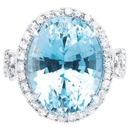17.09ct Aquamarine Diamond Cocktail Ring For Sale