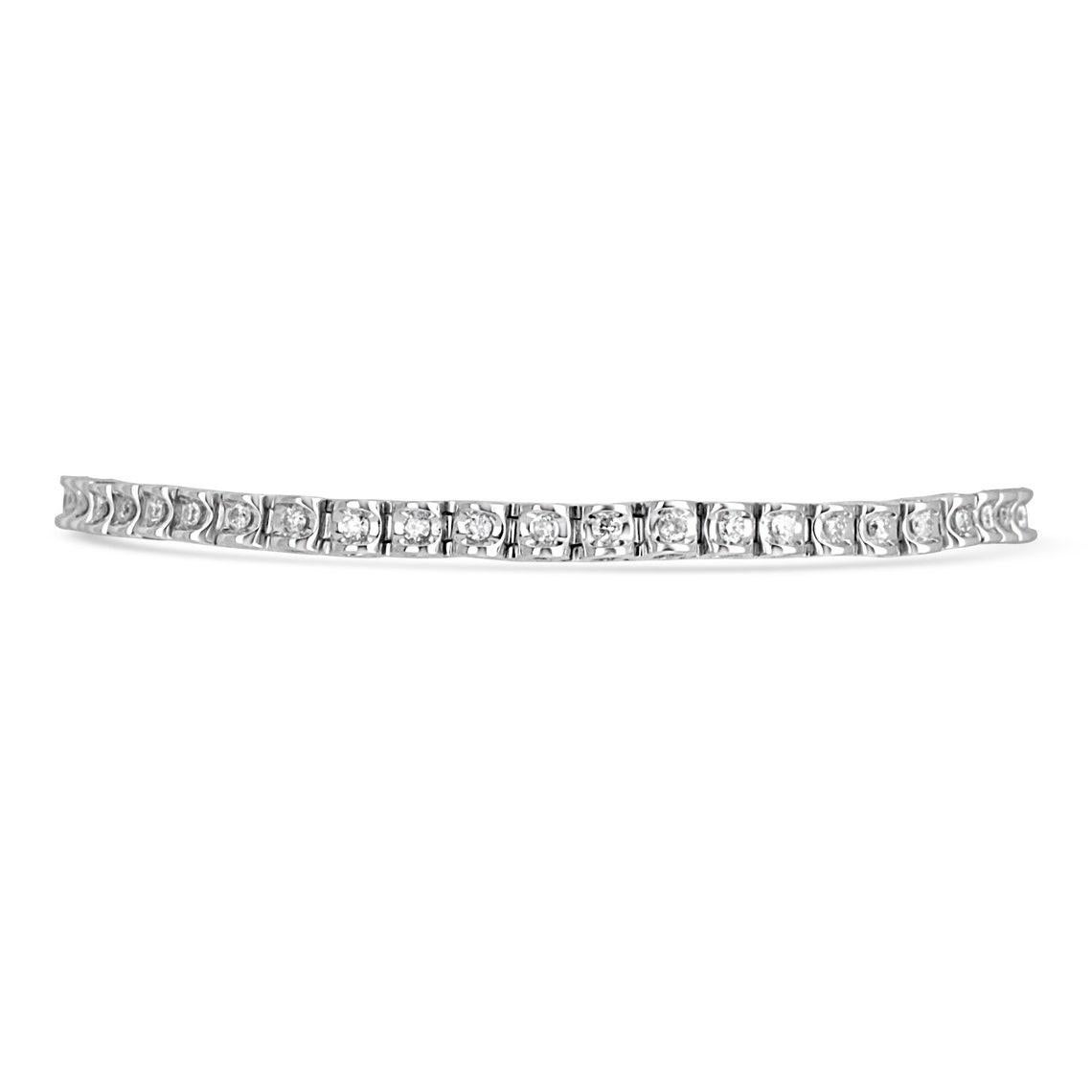 Elegantly displayed is a chic bracelet with 1.70cts of radiant natural diamonds. This beautiful item will make an ideal gift or new addition to any collection. Forty-eight, fully faceted round cut diamonds are prong set in this bracelet creating an