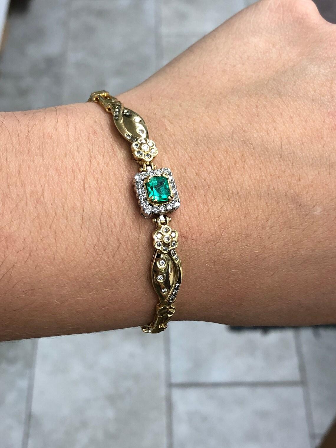 Pulsera Esmeralda y Diamantes 1.70ct - Oro 18K 17.6g Aniversario Esmeralda Perfecta en Nuevo estado para la venta en Jupiter, FL