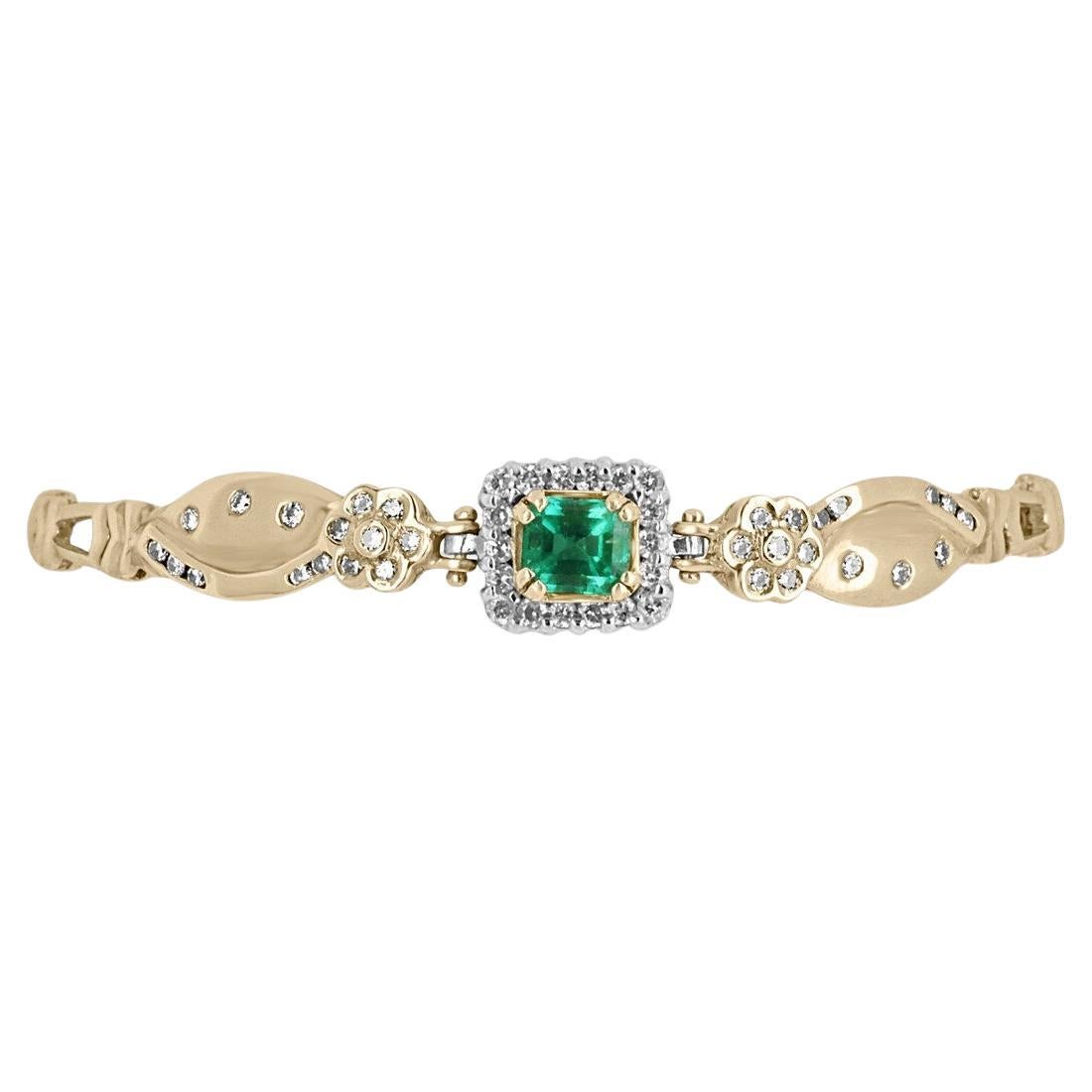 1.70ct Emerald & Diamond Bracelet – 18K Gold 17.6g Perfect Emerald Anniversary