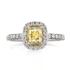 1.70ct Fancy Intense Yellow Radiant Cut Diamond Engagement Ring