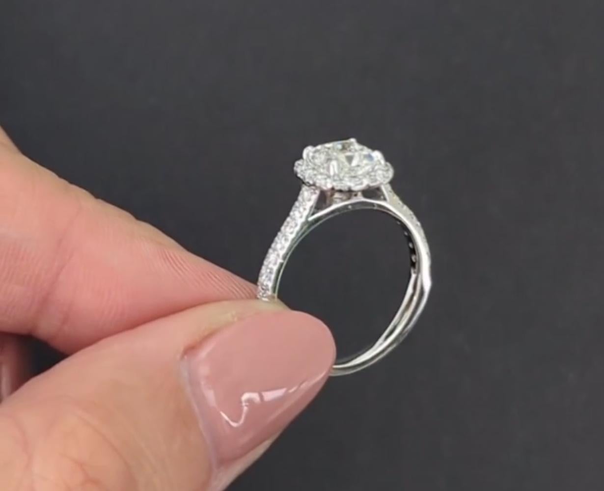 Cushion Cut 1.70ct GIA Certified Cushion Diamond Halo Ring Platinum For Sale