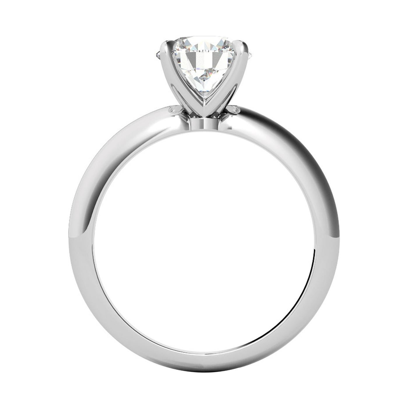 Bague de style Tiffany à 4 griffes en or blanc 14 carats avec diamant rond naturel de 1,70 carat certifié GIA Bon état - En vente à Aventura, FL