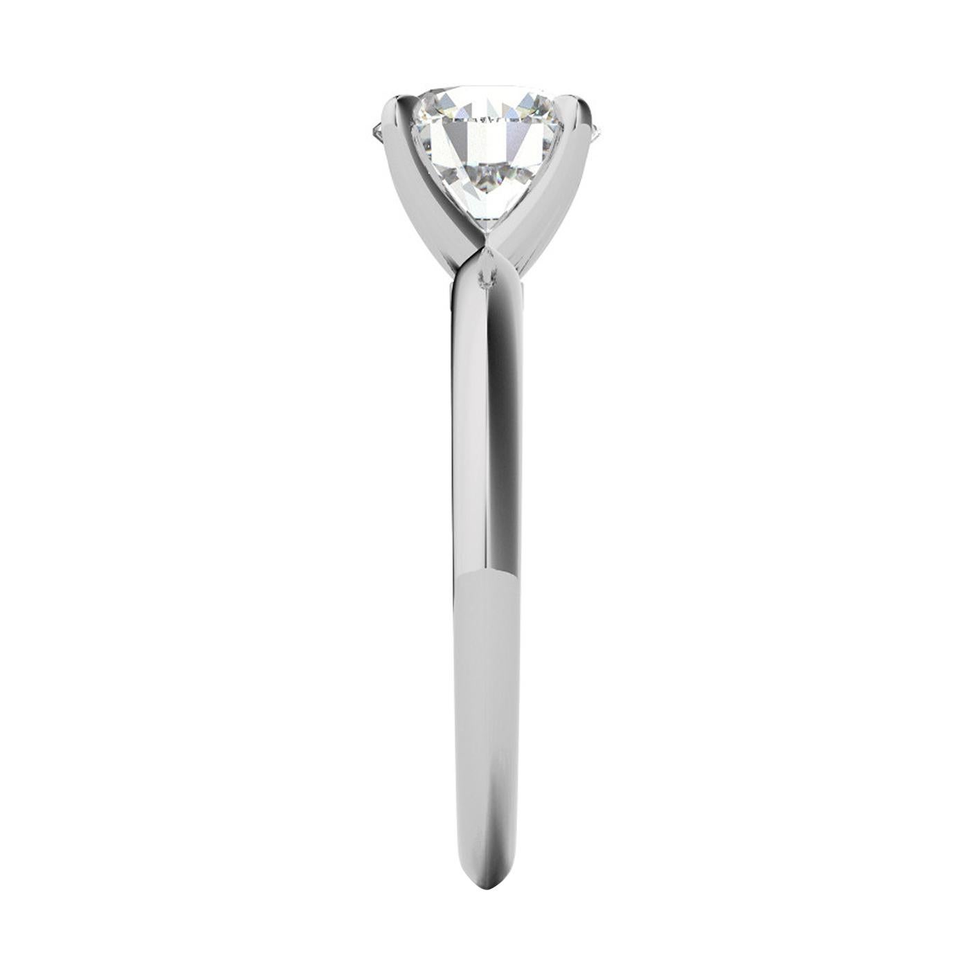 Bague de style Tiffany à 4 griffes en or blanc 14 carats avec diamant rond naturel de 1,70 carat certifié GIA Pour femmes en vente