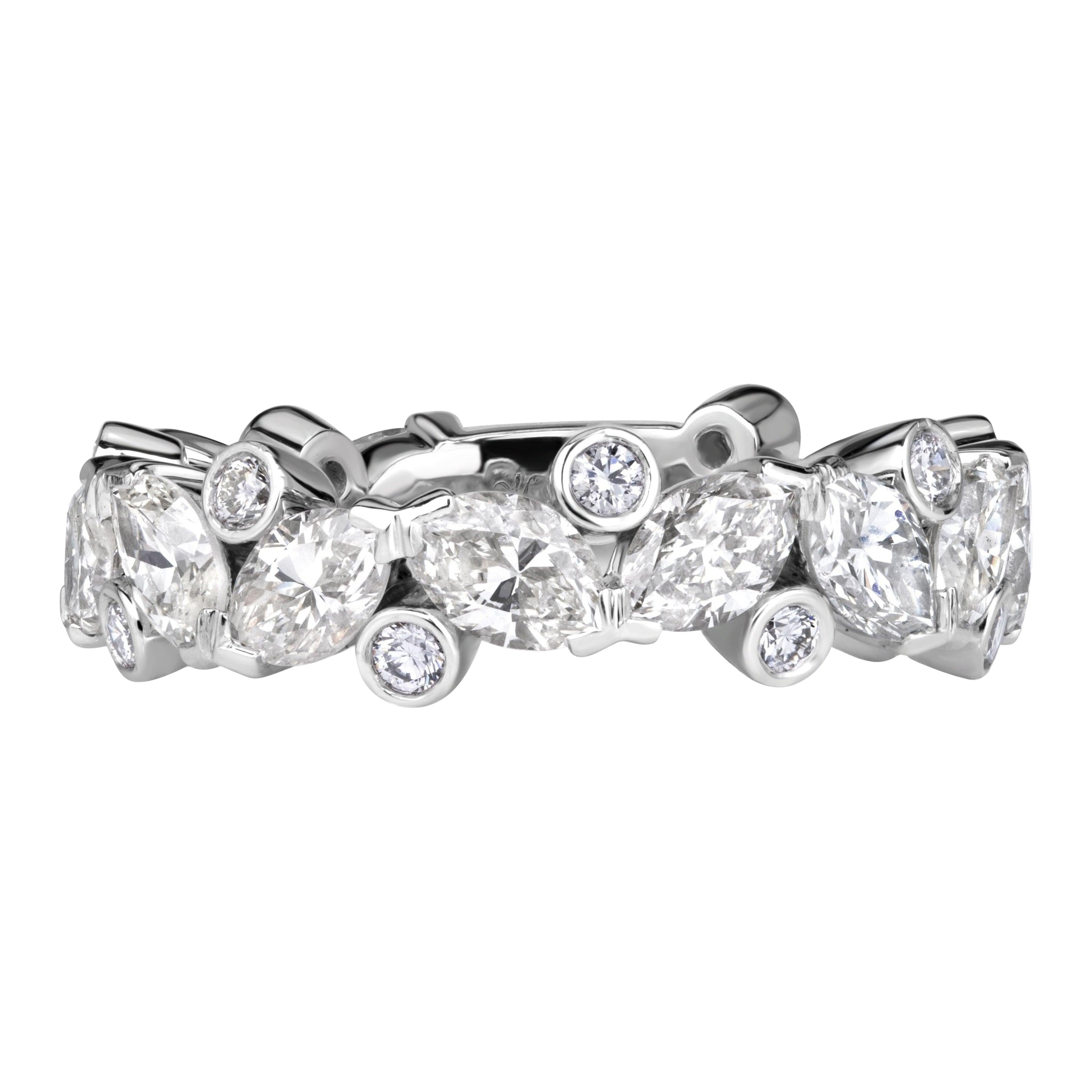 Fascia di diamanti taglio marquise e brillante rotondo da 1,70 carati in vendita