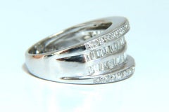1.70ct Natural Baguette & Rounds Diamonds Band 18 Karat 4-row sandwich deck