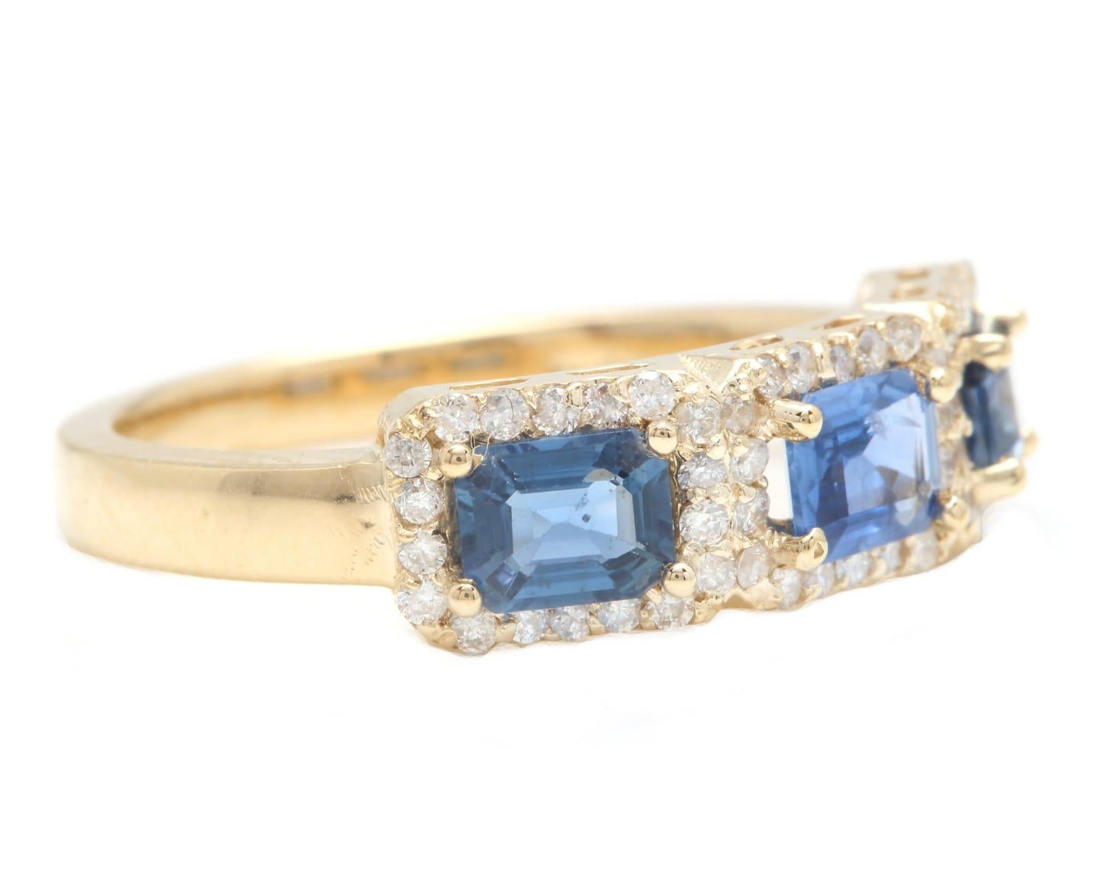 1.70 Carats Exquisite Natural Blue Sapphire 14K Solid Yellow Gold Ring

Suggested Replacement Value $4,000.00

Total Natural Blue Sapphires Weight: Approx. 1.30 Carats 

Diamond Weight is Approx. 0.40Ct (Color G-H / Clarity SI1-SI2)

Sapphire