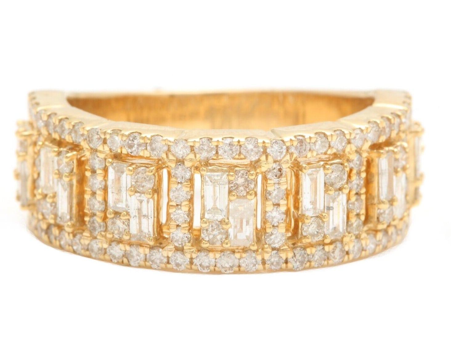 Round Cut 1.70ct Natural Diamond 14K Solid Yellow Gold Men's Ring For Sale