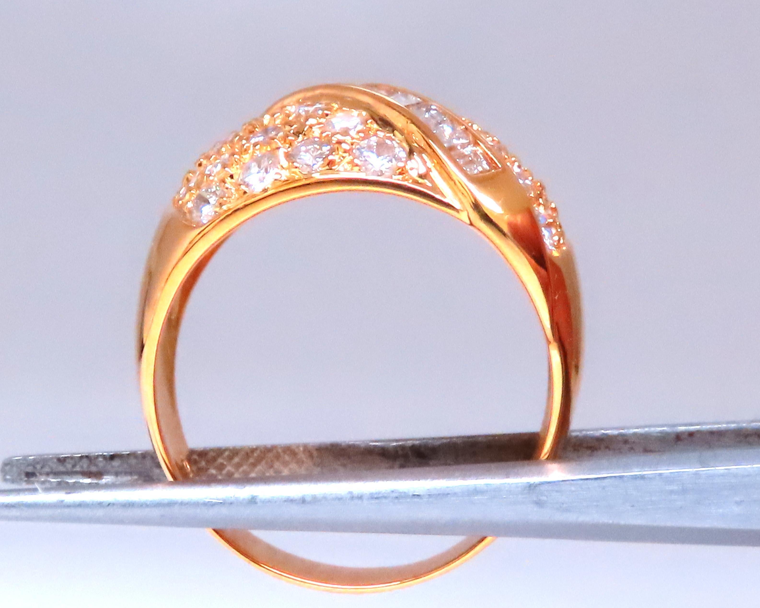1.70ct Natural Diamonds Round & Baguette Dome Band 18kt gold 12419 In New Condition For Sale In New York, NY