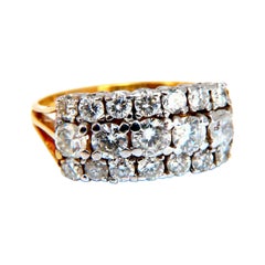1.70ct Natural Diamonds Three Row Vintage Ring 14kt