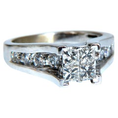 1,70ct Natürliche Prinzessin & Rundschliff Diamanten Ring 14kt. Solitaire Illusion*