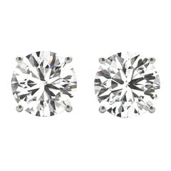 1.70ct Natural Round Diamond 4 Prong Basket Setting Platinum Stud Earrings