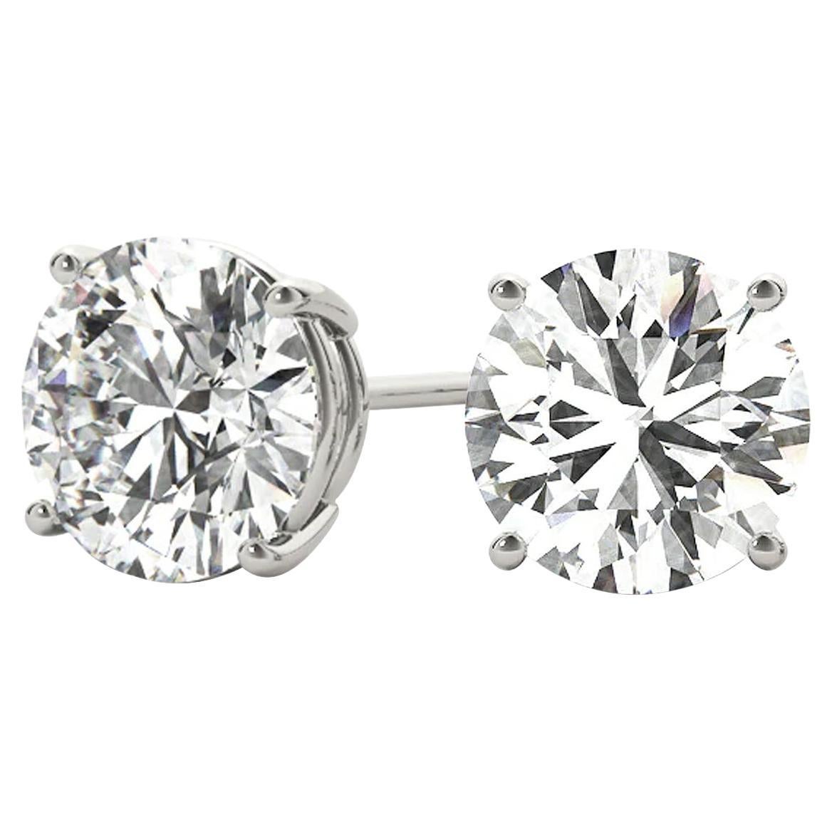 1.70ct Natural Round Diamond 4 Prong Basket Setting Platinum Stud Earrings For Sale
