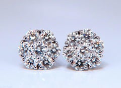 1.70ct. Natural Round Diamond Cluster Earrings 14 Karat Floreta