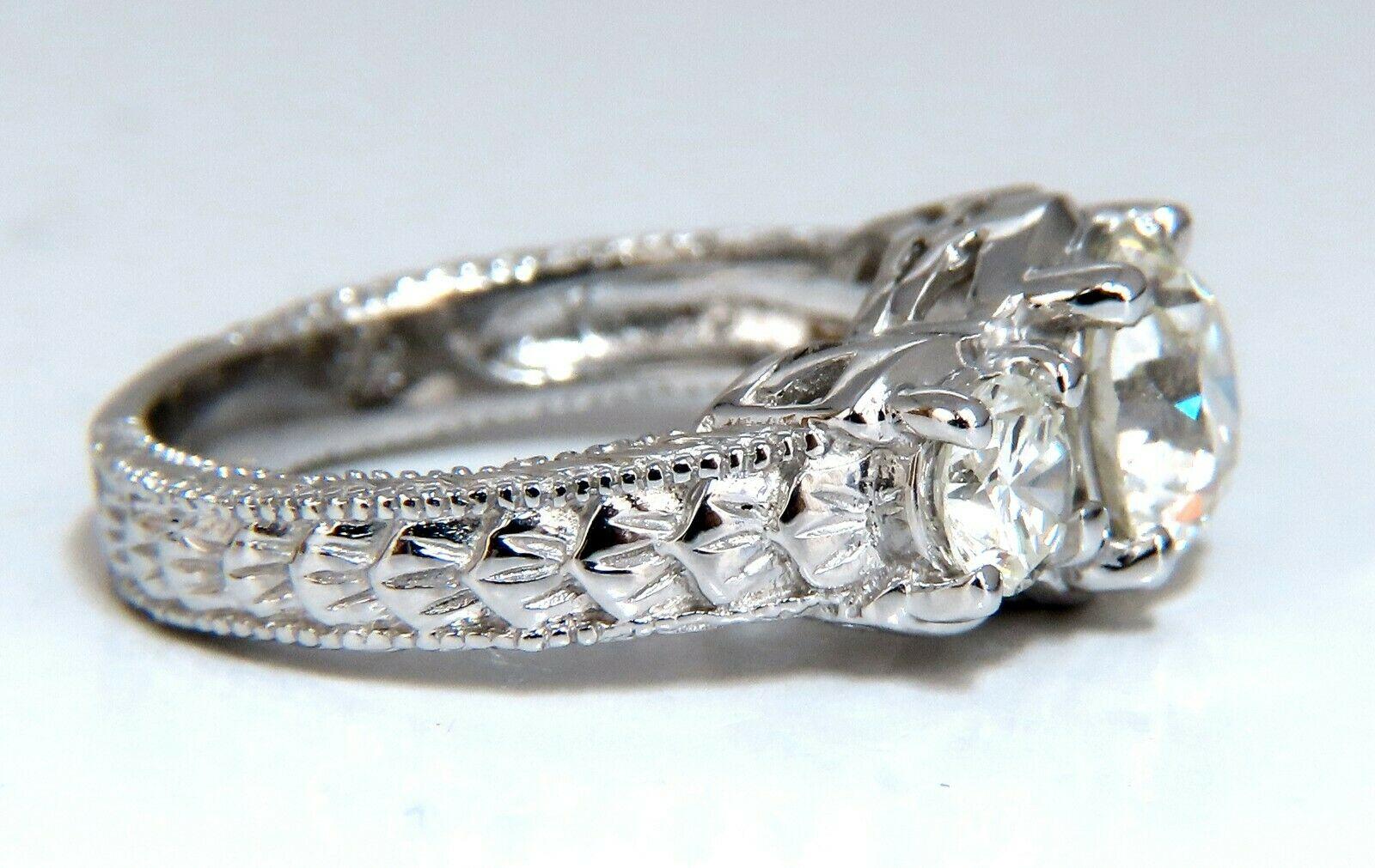 1.70 Carat Natural Round Diamond Engagement Ring Classic Three 14 Karat In New Condition For Sale In New York, NY