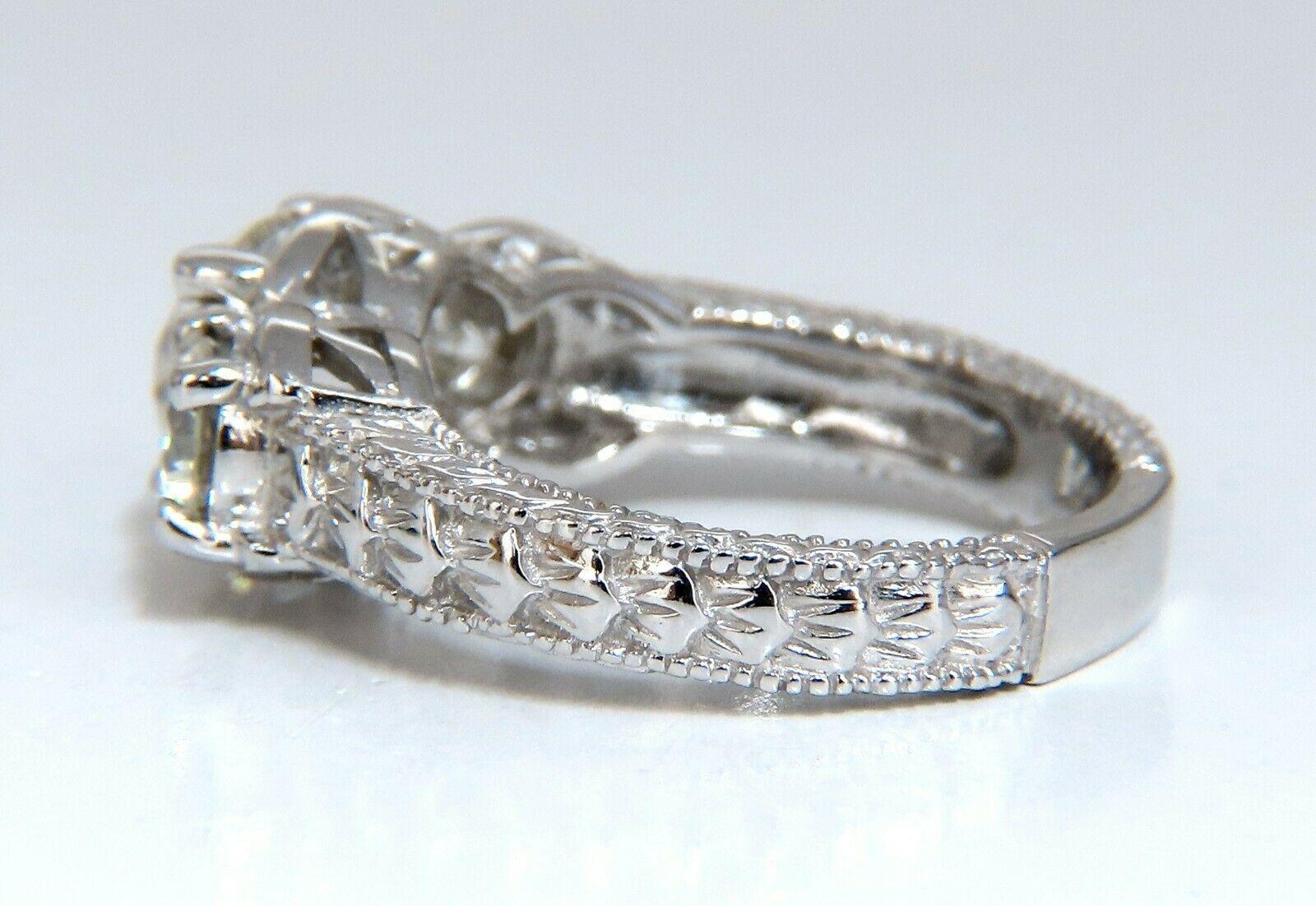 Women's or Men's 1.70 Carat Natural Round Diamond Engagement Ring Classic Three 14 Karat For Sale