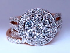 1.70ct Natural Round Diamonds Cluster Ring & Matching Band 14kt 12635*