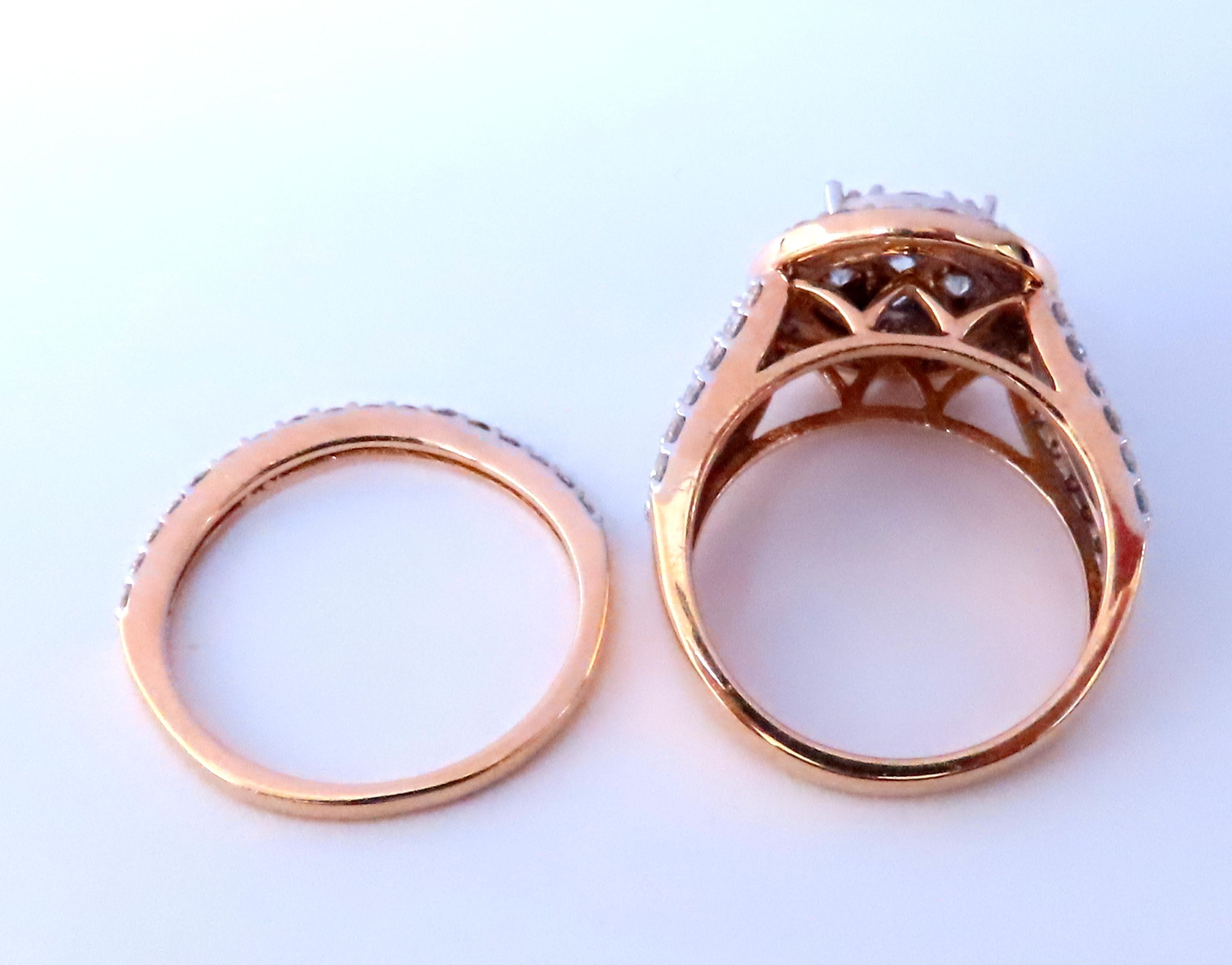 Modern 1.70ct Natural Round Diamonds Cluster Ring & Matching Band 14kt 12635 For Sale