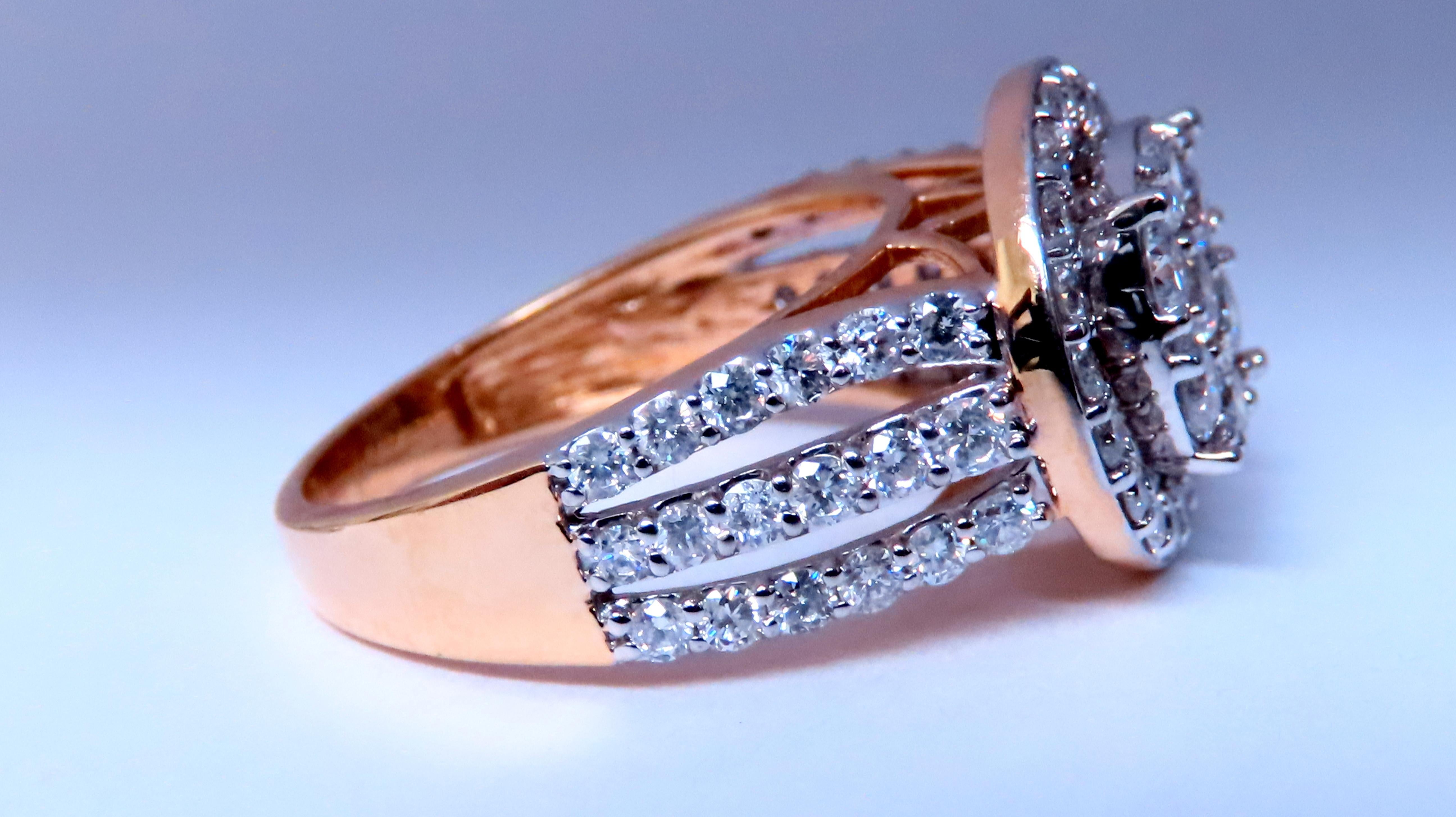 Round Cut 1.70ct Natural Round Diamonds Cluster Ring & Matching Band 14kt 12635 For Sale