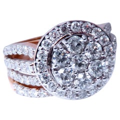 1.70ct Natural Round Diamonds Cluster Ring & Matching Band 14kt 12635*