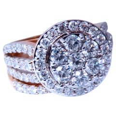1.70ct Natural Round Diamonds Cluster Ring & Matching Band 14kt 12635