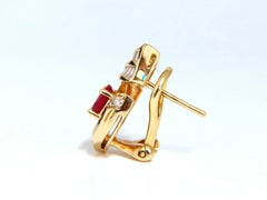 1.70 Carat Natural Ruby Diamonds Clip Earrings 14 Karat Gold Omega