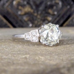 1.70ct Old European Cushion Cut Diamond Solitaire with Diamond Shoulders in Plat