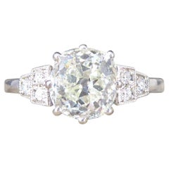 1.70ct Old European Cushion Cut Diamond Solitaire with Diamond Shoulders in Plat