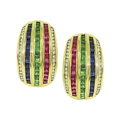 1,70ct Edelstein 0,60ct Diamant 18k Gelbgold Ohrringe