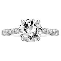 1.70ct Round Brilliant Cut Diamond Pave Solitaire Engagement Ring