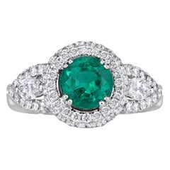 1.70ct Round Brilliant Cut Green Emerald Engagement Ring