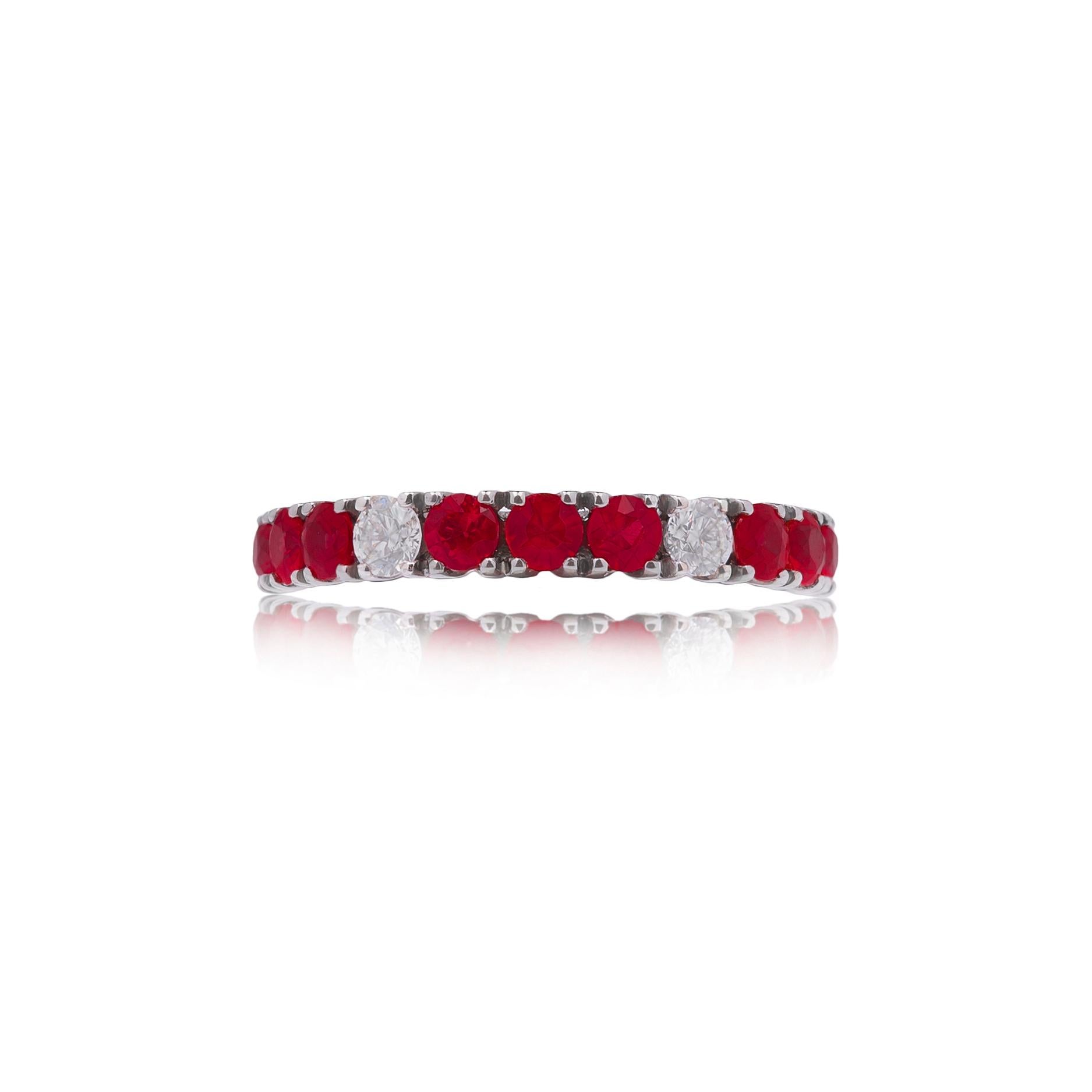 For Sale:  1.70ct Ruby and Diamond Burnished Gold Eternity Band 2