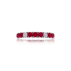 1.70ct Ruby and Diamond Burnished Gold Eternity Band