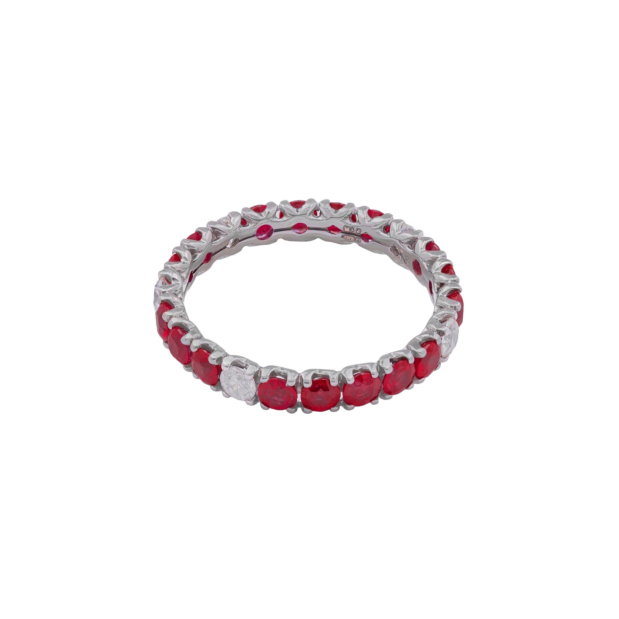 For Sale:  1.70ct Ruby and Diamond Burnished Gold Eternity Band 3