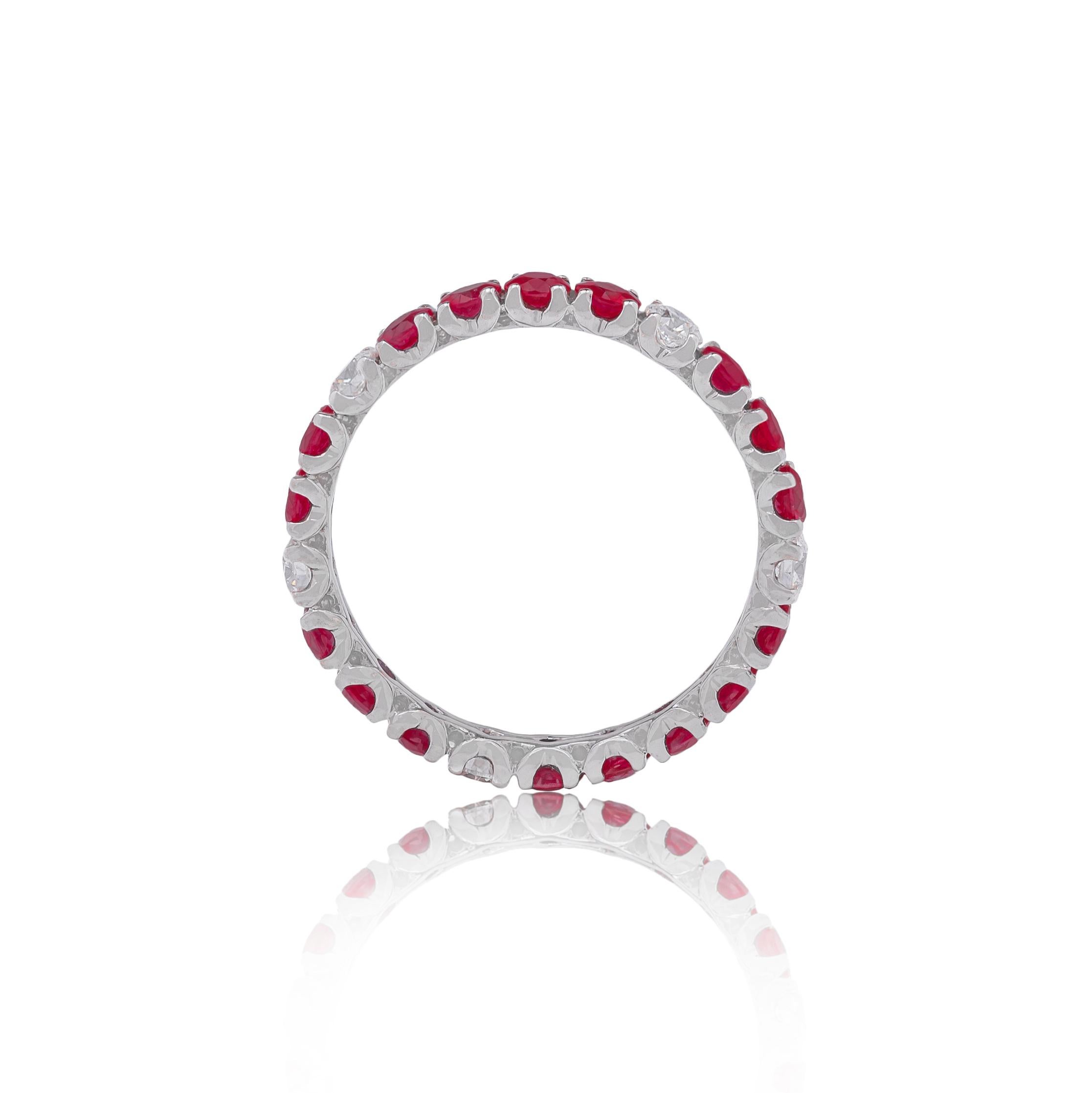 For Sale:  1.70ct Ruby and Diamond Burnished Gold Eternity Band 4