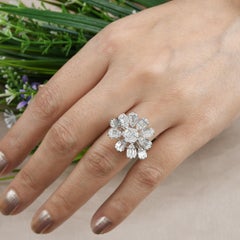 1.70Ct SI/H Baguette and Round Diamond Cocktail Engagement Ring 14k White Gold