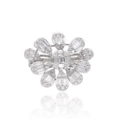 1.70Ct SI/H Baguette et diamant rond Cocktail Bague de fiançailles or blanc 18k