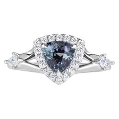 1.70ct Trillion Cut Alexandrite and Diamond Ring.