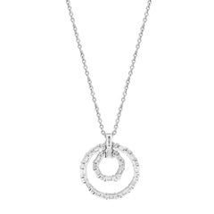 1.70cttw Baguette & Round Diamond Double Ring Pendant Necklace 18K White Gold