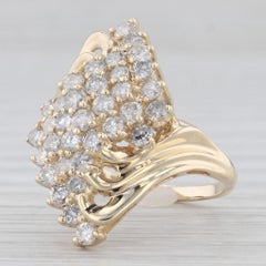 1.70ctw Diamond Cluster Bypass Ring 10k Yellow Gold Cocktail Size 7.5