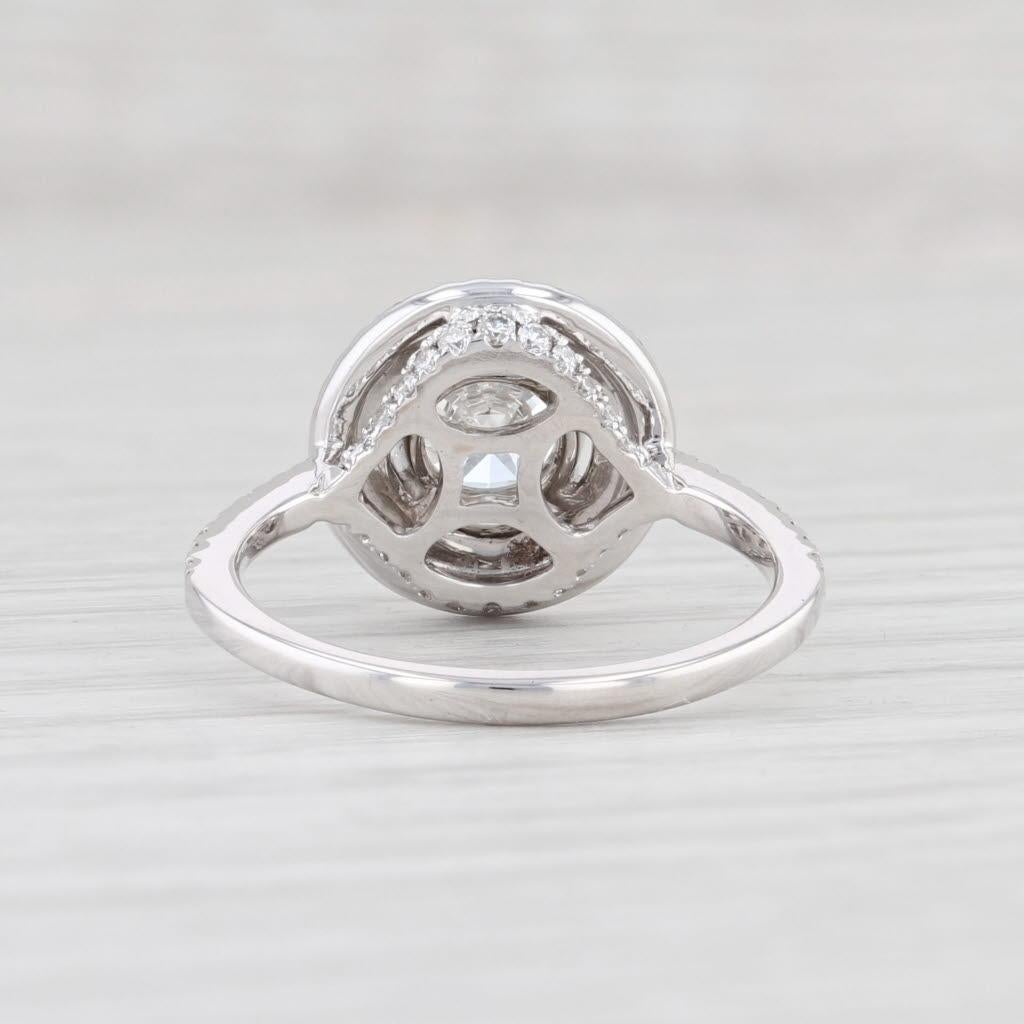 Round Cut 1.70ctw Diamond Halo Engagement Ring 14k White Gold GIA Round VS1 XXX Size 6.5 For Sale