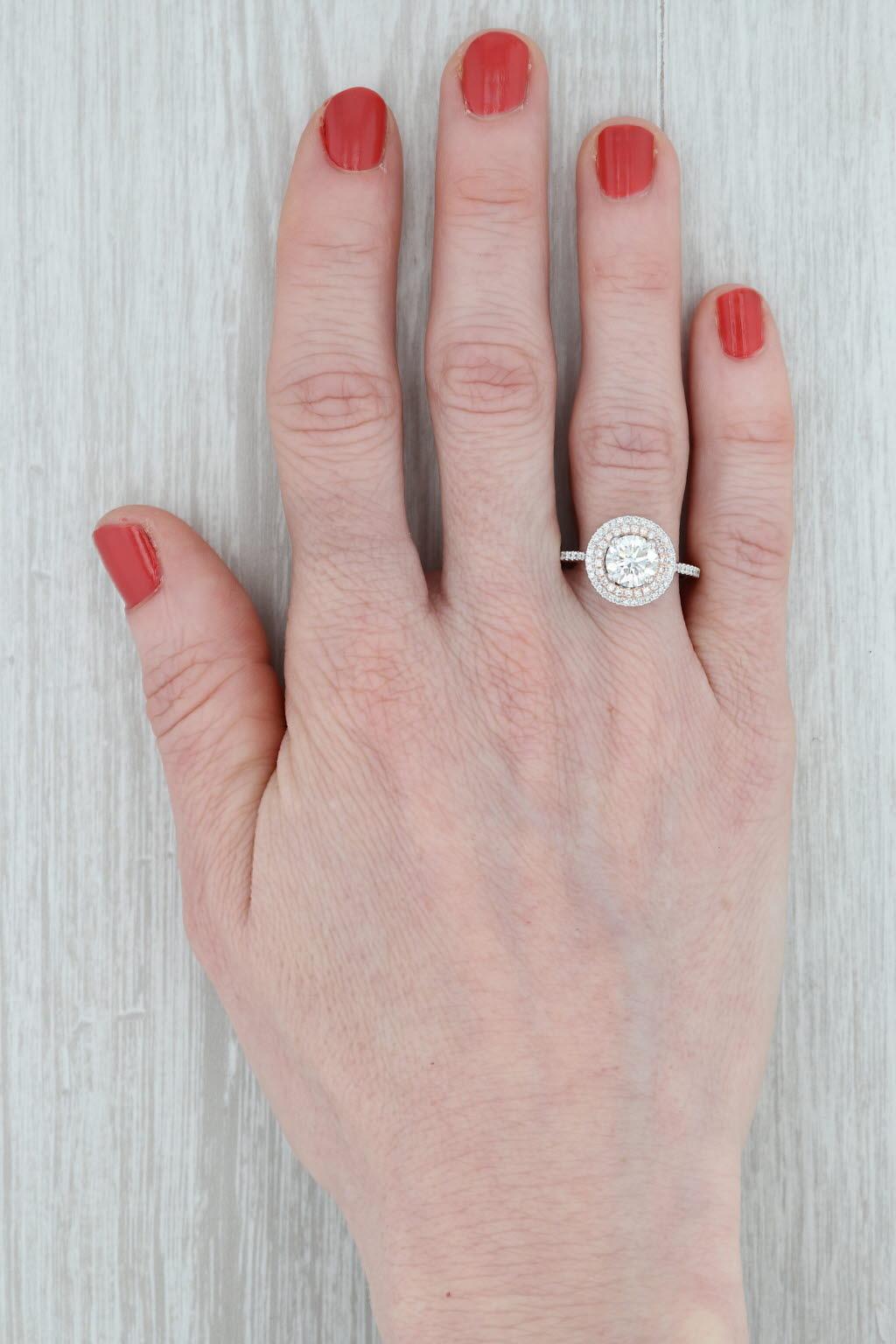 1,70 Karat Diamant Halo Verlobungsring 14k Weißgold GIA rund VS1 XXX Größe 6,5 4