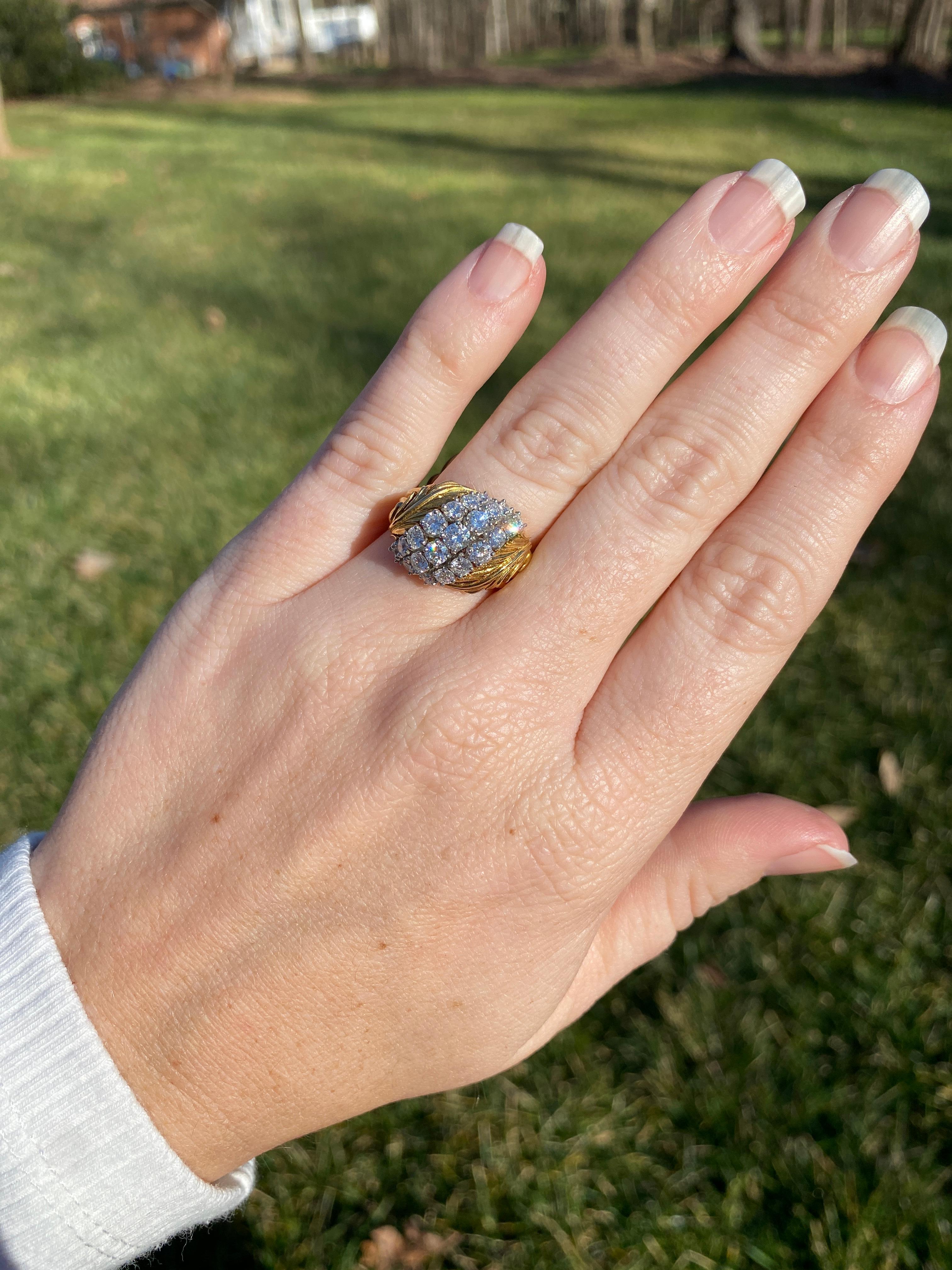 1,70ctw Diamant-Blatt-Motiv-Ring, 18k Gelbgold, Ring Größe 6 im Angebot 1