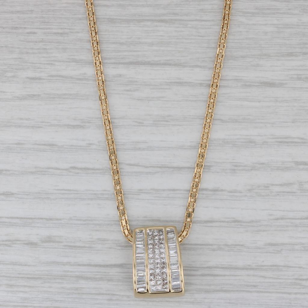 1.70ctw Diamond Slide Pendant Necklace 14k Yellow Gold 18.5