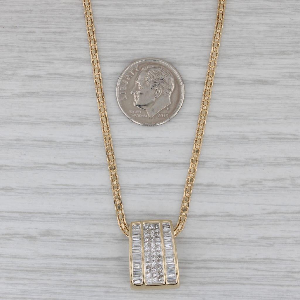 1.70ctw Diamond Slide Pendant Necklace 14k Yellow Gold 18.5