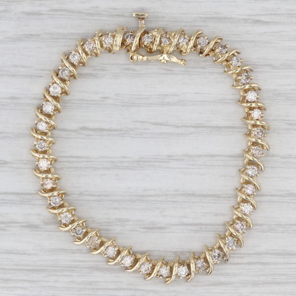 Bracciale tennis con diamanti da 1,70 carati in oro giallo 14k 5,25