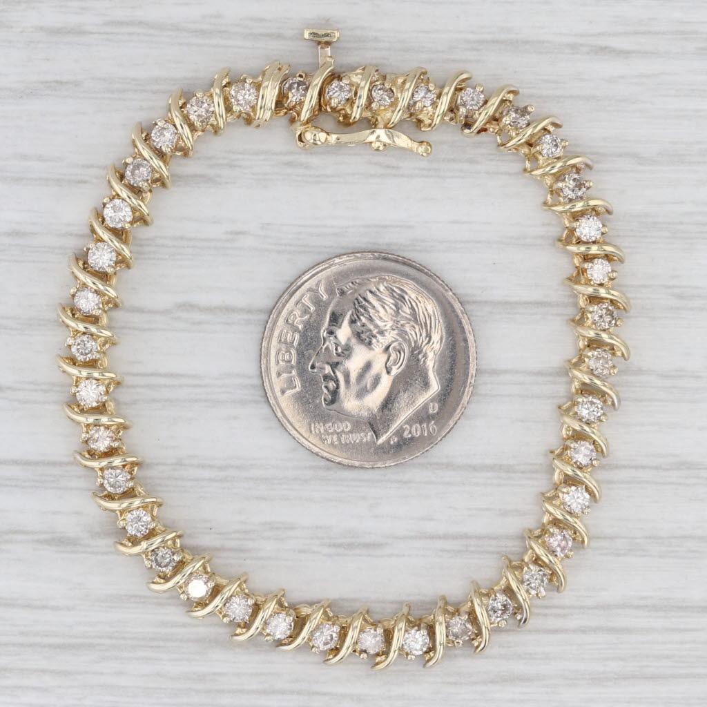 Bracciale tennis con diamanti da 1,70 carati in oro giallo 14k 5,25