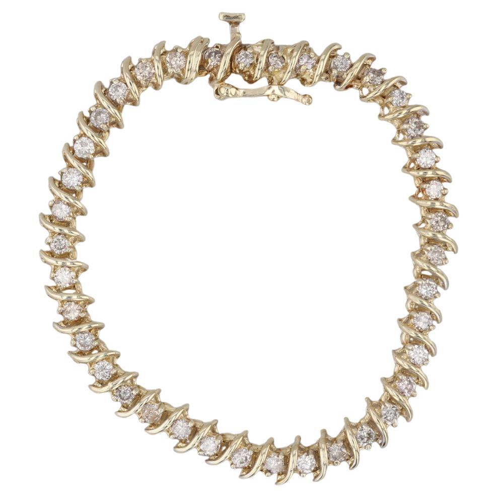 Bracciale tennis con diamanti da 1,70 carati in oro giallo 14k 5,25" 5,2 mm in vendita