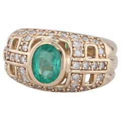 1.70ctw Emerald Oval Diamond 14k Yellow Gold Ring Size 8