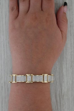 1.70ctw Pave Diamond Link Bracelet 10k Yellow White Gold 8.25" 12.4mm